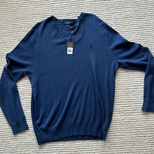 Ralph lauren polo sweater, men’s, new with tags, large, blue